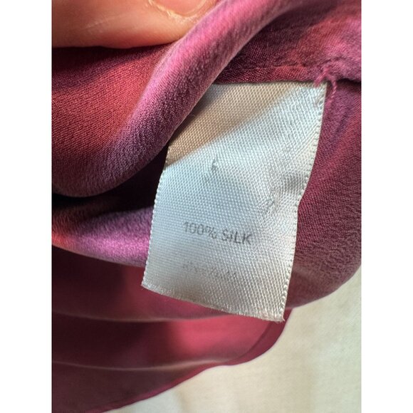 J. Jill Tunic Blouse Womens XL Burgundy Long Sleeve Silk Top Button Front Casual - Picture 3 of 12